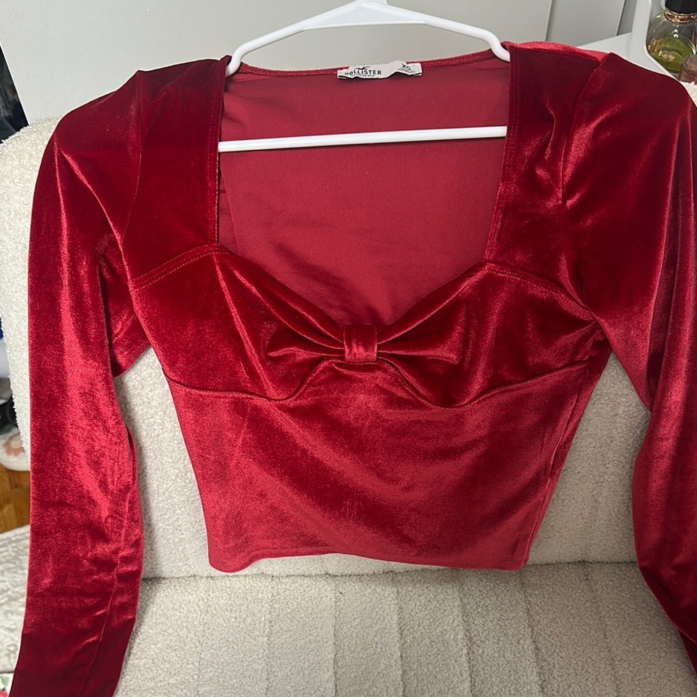 Elegant Red Velvet Top